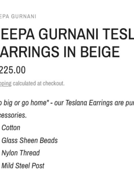 Deepa Gurnani Teslana Beige Statement Dangle Drop Earrings